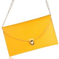 Fashion Lady Women Envelope Clutch Chain Purse Handbag Shoulder Tote Messenger Bag Yellow