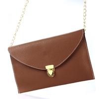 Fashion Lady Women Envelope Clutch Chain Purse Handbag Shoulder Tote Messenger Bag Coffee