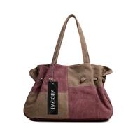 fashion women canvas handbag contrast color casual messenger shoulder  ...