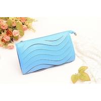 Fashion Women Clutch Bag PU Leather Handbag Candy Color Purse Wallet Small Shoulder Messenger Bag Light Blue