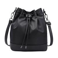 Fashion Women Nylon Shoulder Handbag Drawstring Grab Handle Messenger Crossbody Bag Tote Blue/Purple/Black