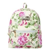 Fashion Women Floral Backpack Print Zip Top Functional Pockets Students School Travel Bag Blue/Black/Green