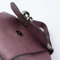 Fashion Women Shoulder Bag PU Leather Magnetic Press Stud Flap Zip Grab Handle Top Crossbody Handbag Purple/Dark Grey