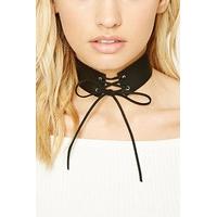Faux Leather Lace-Up Choker