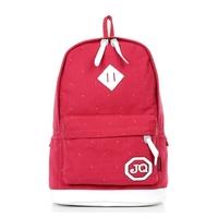 Fashion Unisex Rucksack Canvas Backpack Polka Dot Student School Satchel Bag Red