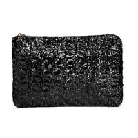 Fashion Women Clutch Bag Dazzling Sequins Glitter Sparkling Handbag Evening Party Bag Black