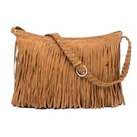 Fashion Women Fringe Tassel Shoulder Bag Cross-body Bag Messenger Handbag Camel