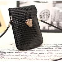 Fashion Women Mini Bag Cell Phone Bag PU Leather Plaid Purse Messenger Bag Shoulder Bag Black