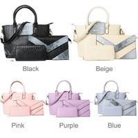 Fashion Women Handbag Set PU Leather Crocodile Top-handle Tote Bag Clutch Bag Purse 3 Sets