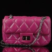 Fashion Women Chain Bag PU Leather Twist Lock Plaid Messenger Bag Mini Bag