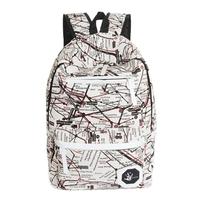 Fashion Unisex Backpack Colorful Print Zipper Closure Front Zip Pocket Padded Strap School Travel Bag