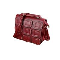 Fashion Women Crossbody Bag PU Leather Rivet Flap Magnetic Press Stud Shoulder Bag Handbag