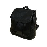 Fashion PU Leather Drawstring Snap Cover Solid Causal Backpack for Women