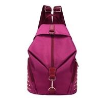 Fashion Women Water-Proof Nylon Backpack Grab Handle Zip Fastening Pockets Travels School Bags