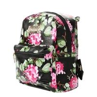 Fashion Women Floral Backpack Print Zip Top Functional Pockets Students School Travel Bag Blue/Black/Green