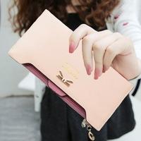 Fashion Women Lady Long Purse Bow Knot PU Leather Coin Wallet Card Holder Clutch Bag