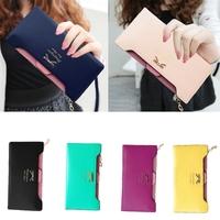 Fashion Women Lady Long Purse Bow Knot PU Leather Coin Wallet Card Holder Clutch Bag