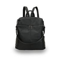 Fashion Women Backpack PU Leather Zipper Adjustable Strap Solid Causal OL Shoulder Bag Handbag Black