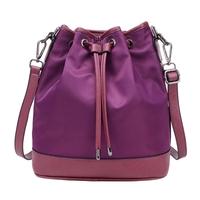 Fashion Women Nylon Shoulder Handbag Drawstring Grab Handle Messenger Crossbody Bag Tote Blue/Purple/Black