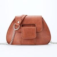 Fashion Vintage Women Crossbody Bag Magnetic Press Stud Flap Front PU Leather Chain Shoulder Bag