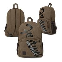 Fashion Men Canvas Backpack Letter Print Multi-Pocket Zipper Military Army Laptop Bag Casual Schoolbag Travel Bag Blue/Khaki
