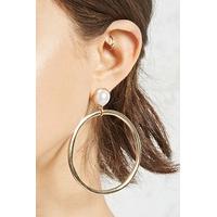 Faux Pearl Hoop Earrings