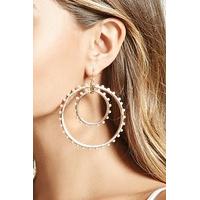 Faux Pearl Drop Hoop Earrings