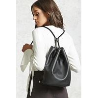 Faux Leather Bucket Backpack