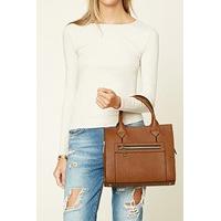 Faux Leather Zipper Satchel