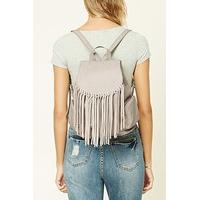 Faux Leather Fringe Backpack