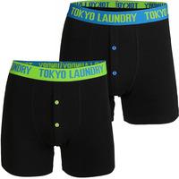 Farnfield (2 Pack) Boxer Shorts Set in Green / Marble Blue  Tokyo Laundry