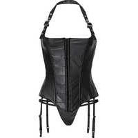 faux leather halter corset set