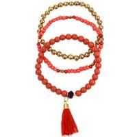 Fair Trade Red & Gold Beaded Bracelets - Set Of 3