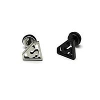 Fashion Multicolor Titanium Steel Stud Earrings(Silver, Black) (1 Pc) Jewelry Christmas Gifts