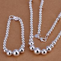 Fashion Silver Plated (Necklace Bracelet) Jewelry Set (Silver)