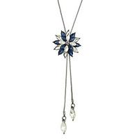 Fashion Colorful Rhinestone Flower Long Pendant Necklace