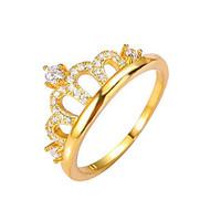 Fashion Crown Rings Gold Plated Copper Jewelry For Wedding Party Engagement Gift Valentine 1pc