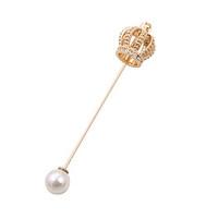 Fashion Women Elegant Gold Plated Stone Set Crown And Pearl Detachable Brooch(pack with gift bag with replacement pearl)
