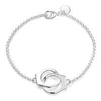 Fashion Sweet Women\'s Handcruffs Silver Plated Brass Chain Link Bracelets(Silver)(1Pc) Christmas Gifts