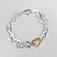 fashion 925 silver sterling gold heartchain link bracelets for womanla ...