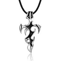 Fashion (Taper Pendant 43Mm) Black Titanium Steel Pendant Necklace(Blue, Black) (1 Pc)