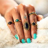 Fashion Vintage 5PCS/Set Gold Color Turkish Flower Knuckle Ring Sets New Design Bohemian Crystal Midi Rings for Women Men Jewelry