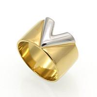 fashion v shape stainless steel rings 18k gold plated fashion jewelry  ...