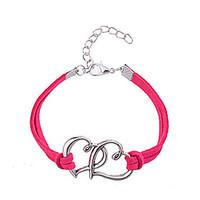 fashion jewelry alloy double heart charm bracelet