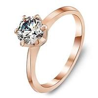 Fashion Rose Gold Plated Ring White Cubic Zirconia Rings Jewelry Accessories for Women