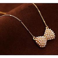 Fashion Small Pure And Fresh And Clavicle Bowknot Pearl Necklace