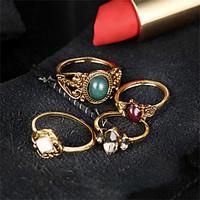 Fashion Vintage Bohemian Multicolor Turkish Flower Midi Rings Sets Punk Style Acrylic Crystal Party Rings for Women Anillos Man Jewelry