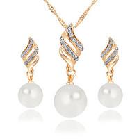 Fashion Luxury Elegant Women Necklace Earrings Jewelry Sets Crystal Gold Silver Rhinestone Pearl Wedding Party Bridal Jewelry Sets Accessories