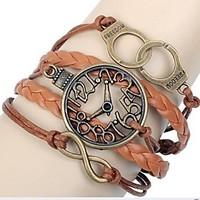 Fashion 6cm Unisex Brown Leather Wrap Bracelet(Brown)(1 Pc)