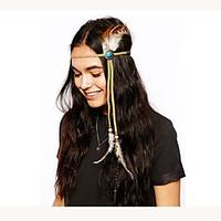 Fashion Weave Bohemian Headband, Native American, Braided Headband, Indian Headband, Hippie Headband, Feather Headband